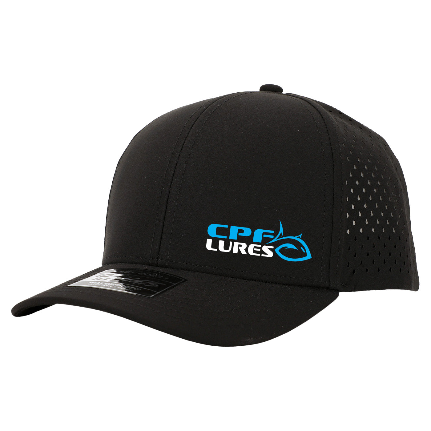 6 Panel Waterproof Snapback Hat Black