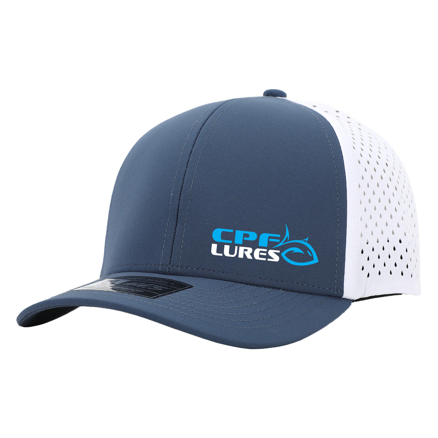 6 Panel Waterproof Snapback Hat Deep Blue White