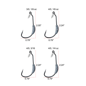 30pcs Wide Gap Worm Hooks Size 1 2 1/0 2/0 Red Offset Hook Soft Bass Bait 